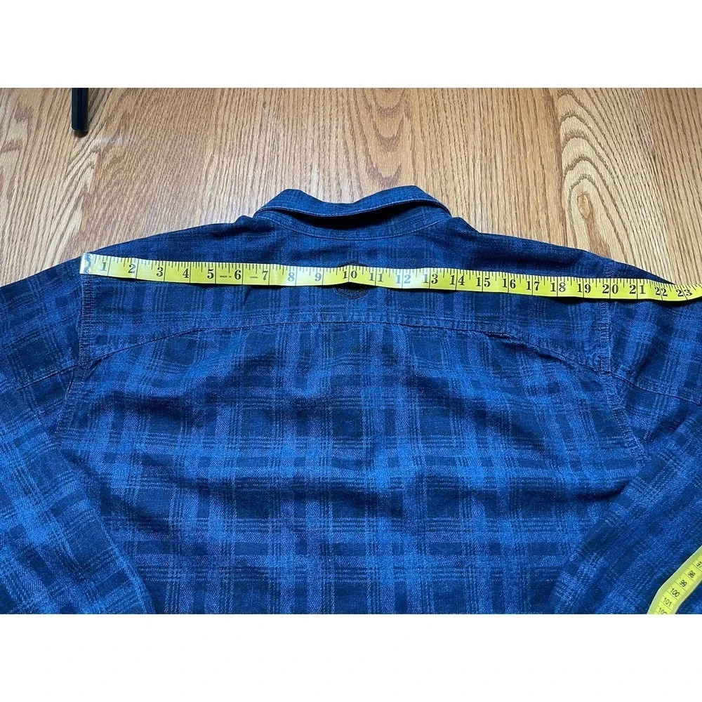 Harley Davidson Motor Co. Biker Long Sleeve Button Blue Plaid Shirt Size XL